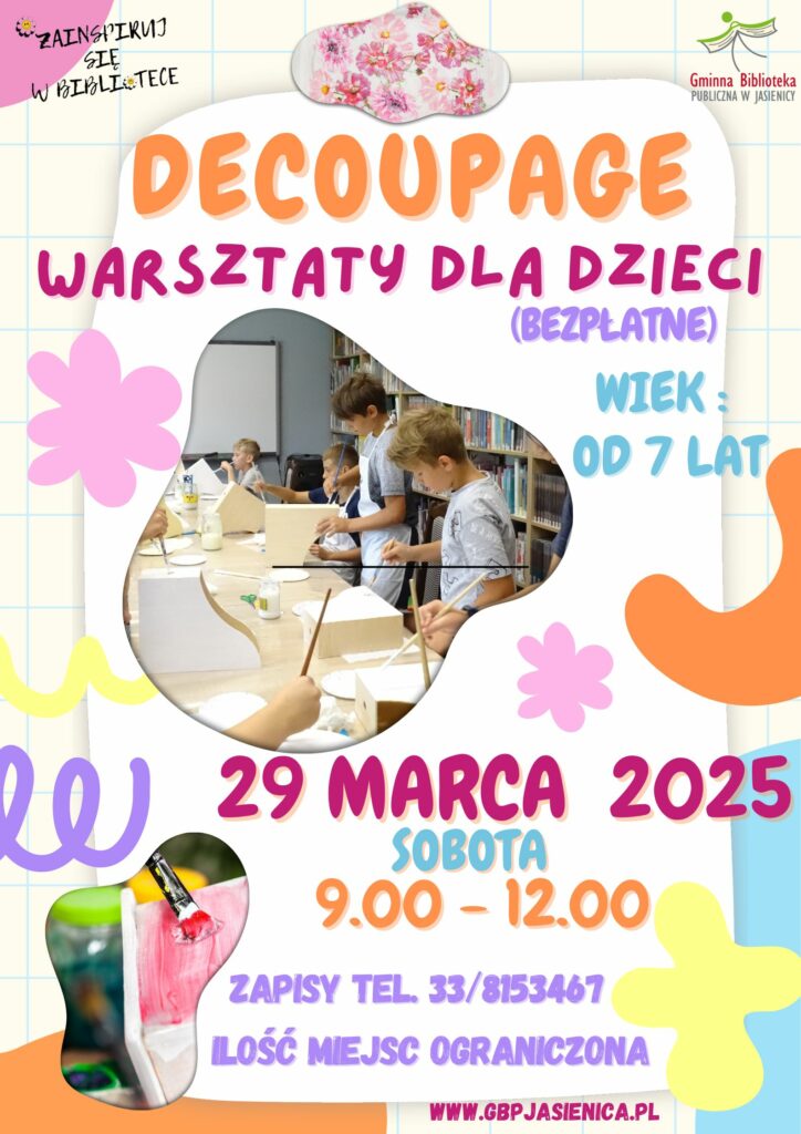 Zaproszenie na warsztaty decoupage dla dzieci